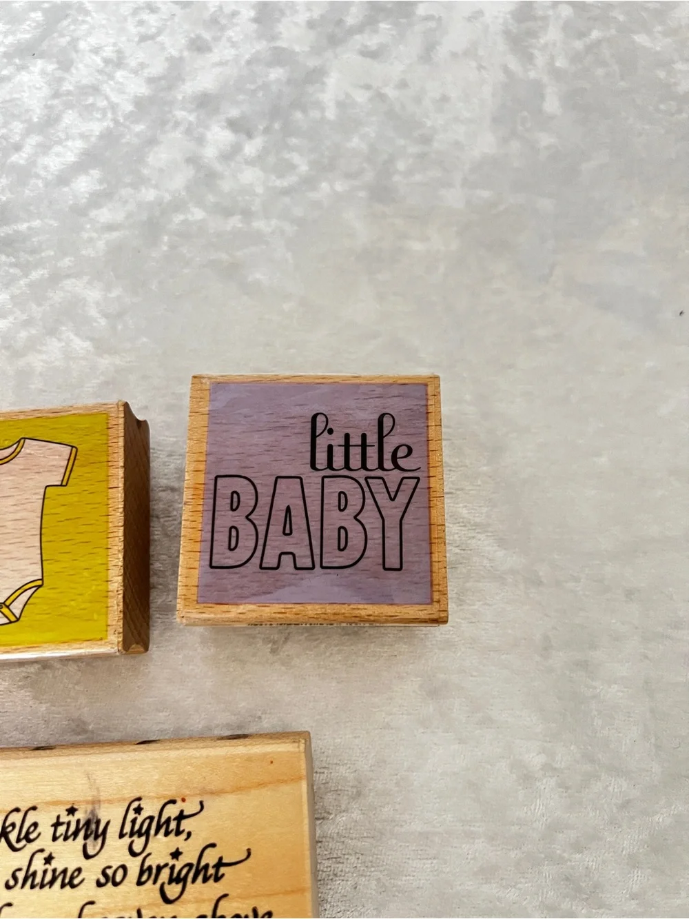 Lot 4 Wooded Stamps Baby Shower Print Theme Little Baby Happy Pregnancy Twinkle